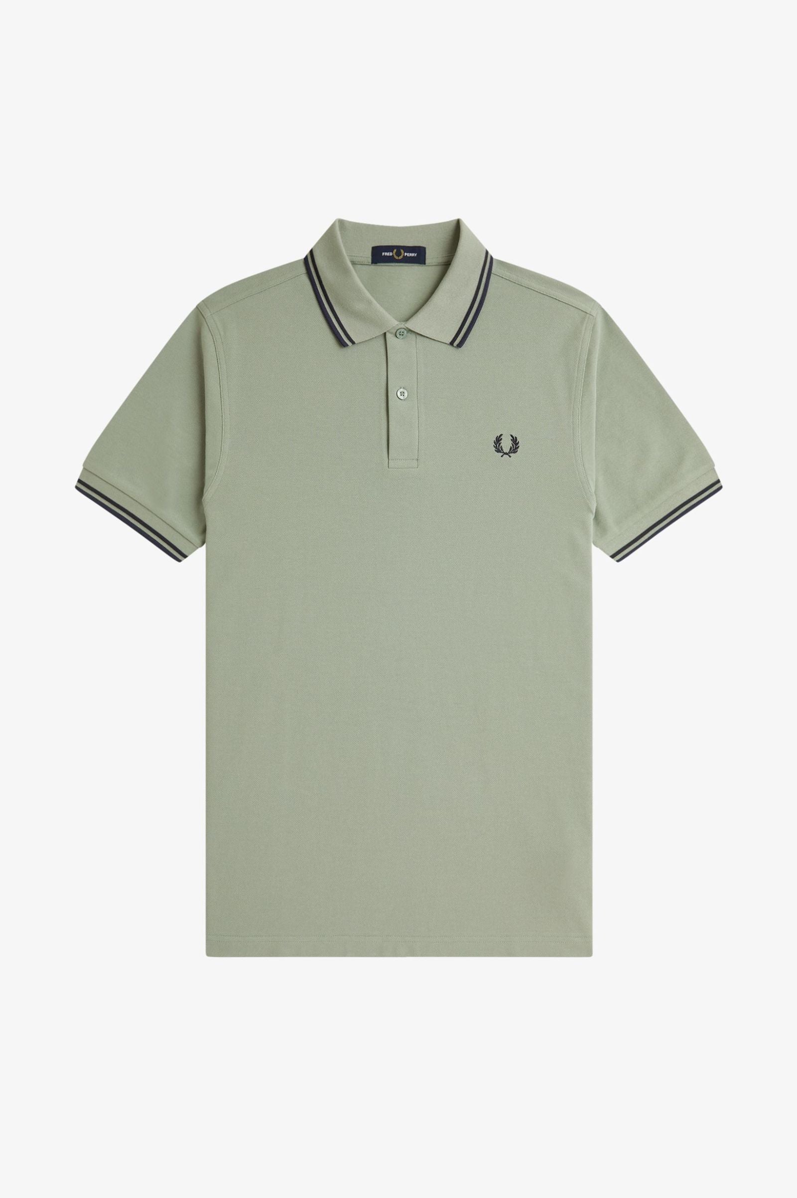 Fred Perry Polo Shirt M3600 Twin Tipped Polo Shirt - Z49 Bay Leaf/Dark Airforce