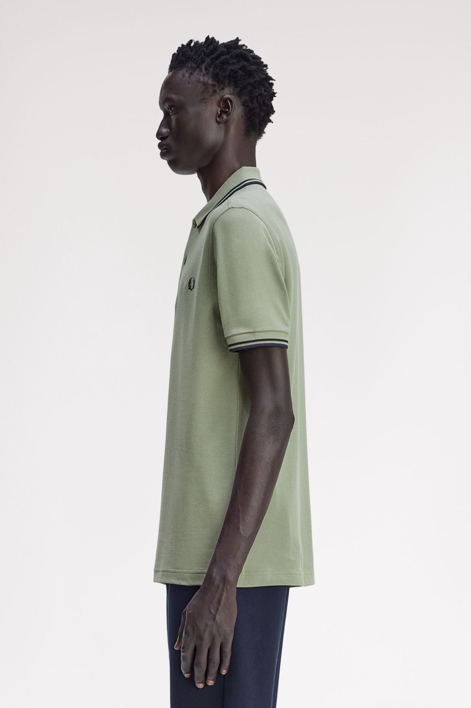 Fred Perry Polo Shirt M3600 Twin Tipped Polo Shirt - Z49 Bay Leaf/Dark Airforce