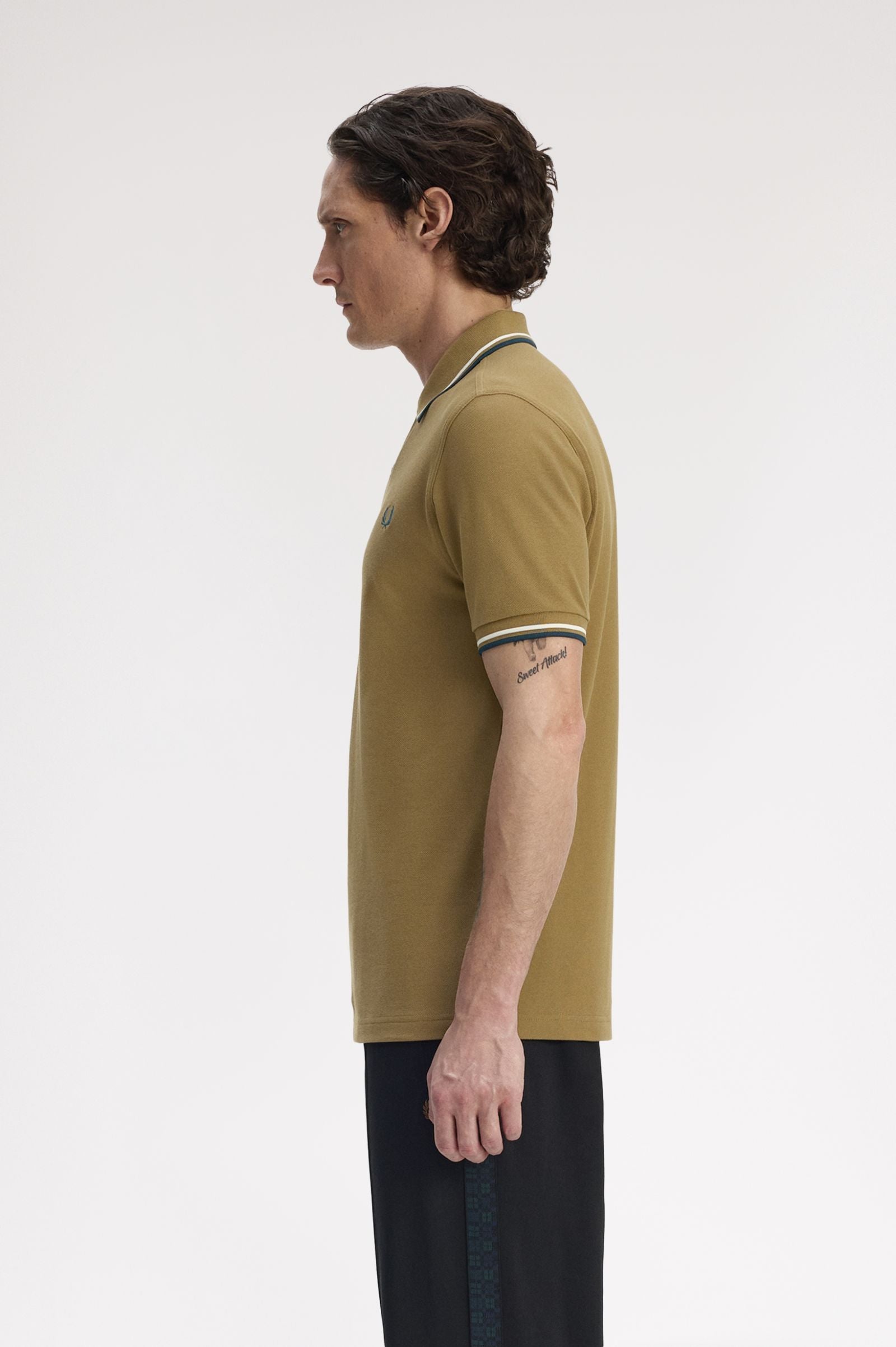 Fred Perry M3600 Twin Tipped Polo Shirt - Z60 Shaded Stone/Ecru
