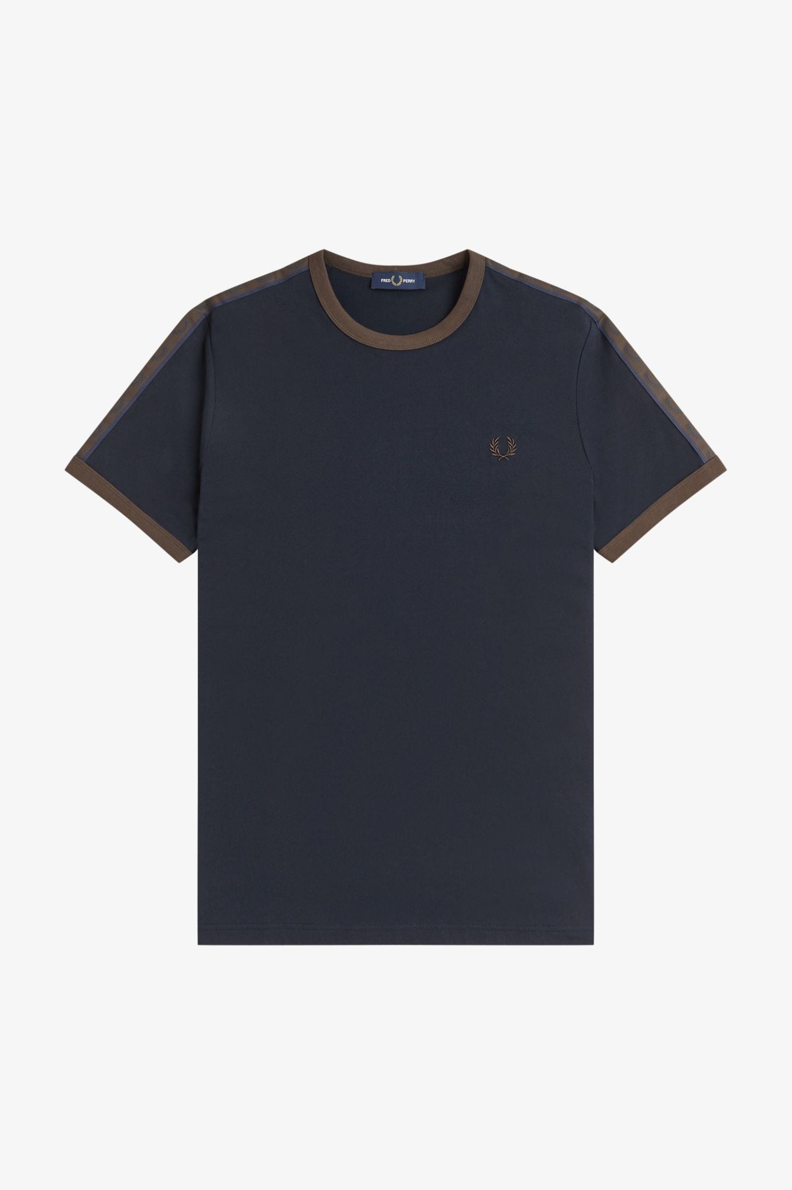 Fred Perry M4613 Contrast Tape Ringer T-Shirt - 40A Navy/Burnt Tobacco
