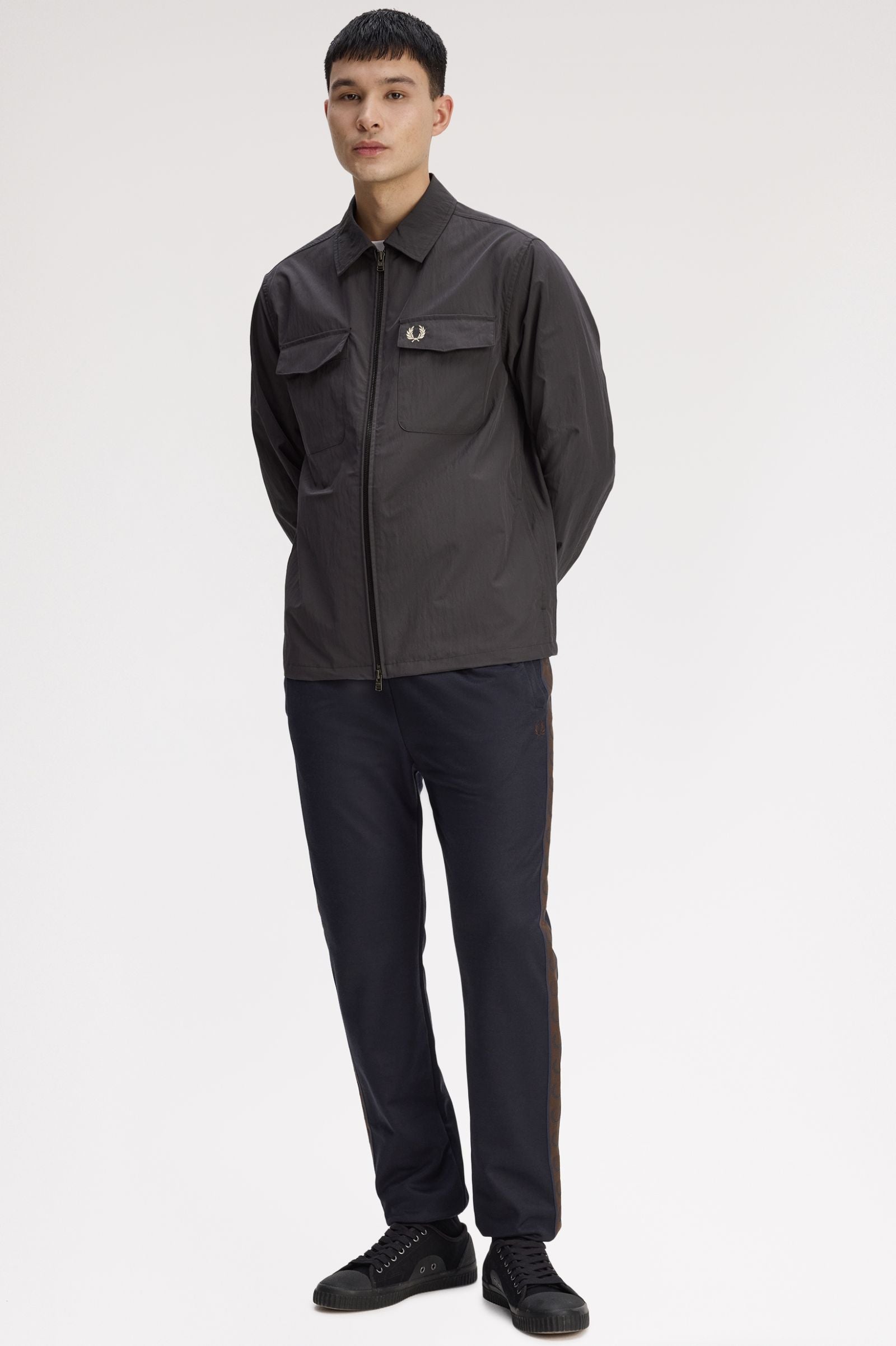 Fred Perry M5684 Zip Through Overshirt - Y93 Anchor Grey
