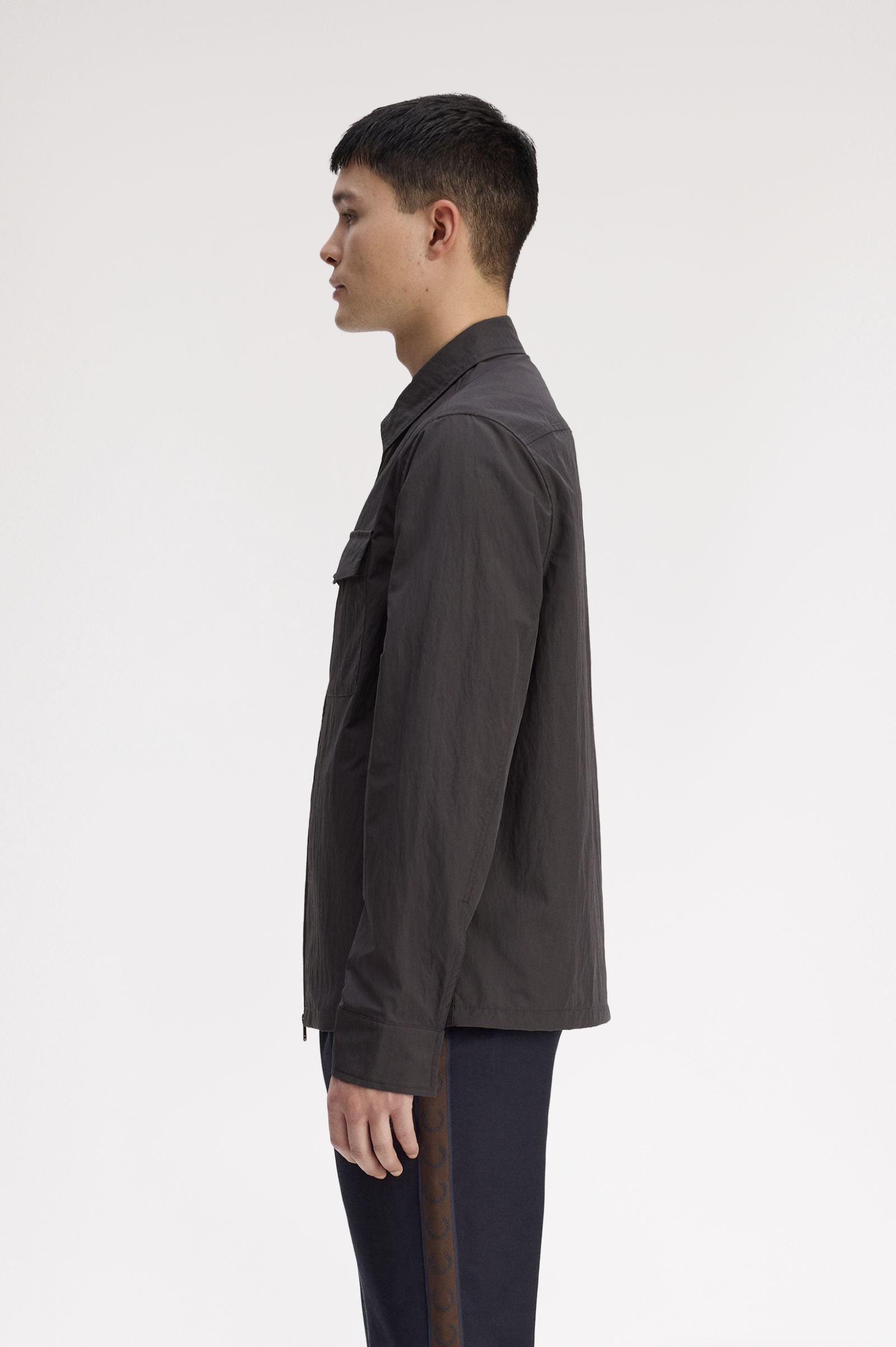 Fred Perry M5684 Zip Through Overshirt - Y93 Anchor Grey