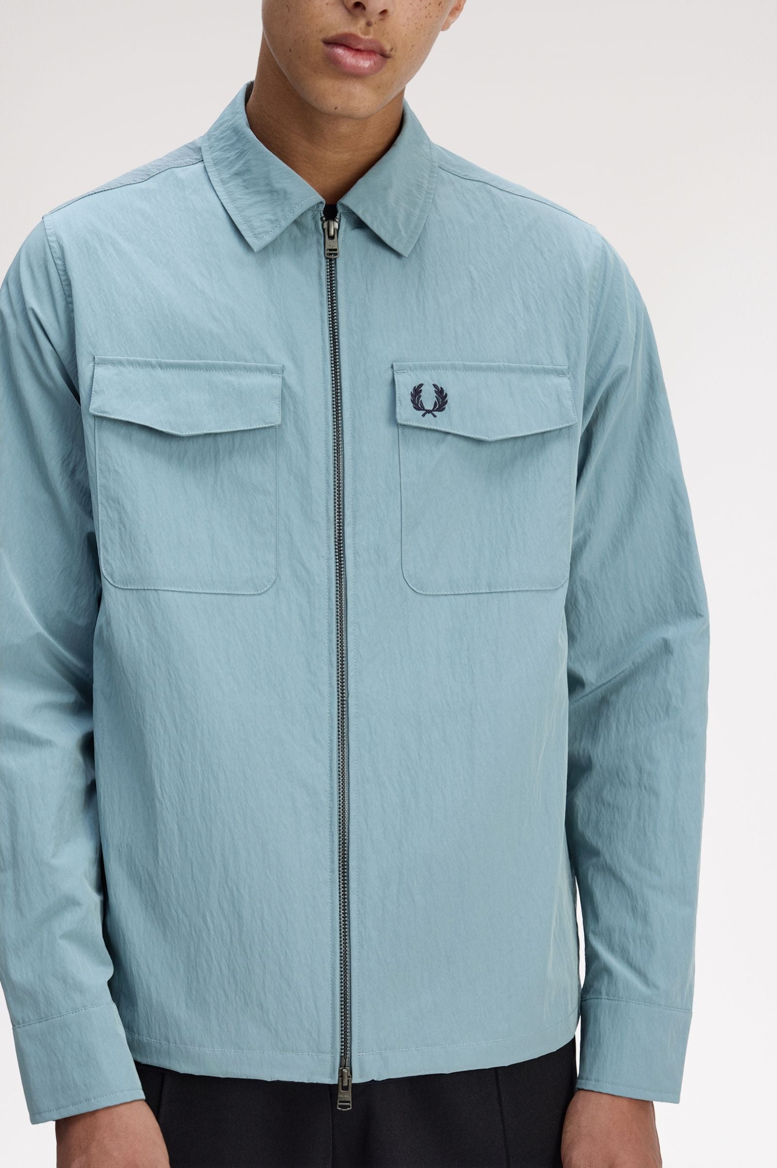 Fred Perry M5684 Zip Through Overshirt - Z20 Stockport Blue