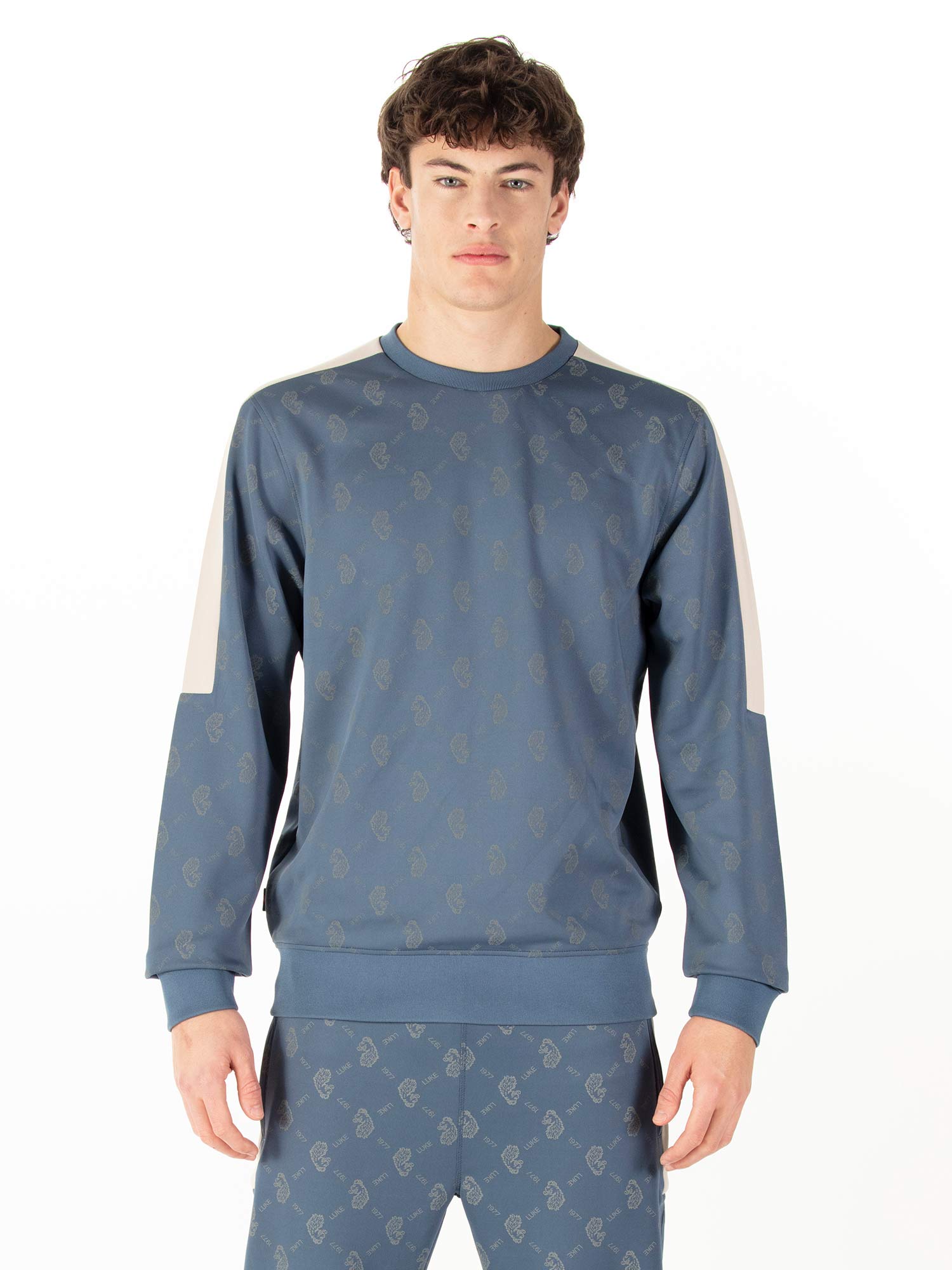 Luke 1977 M620373 Gazzas Tears Sweatshirt Denim Blue