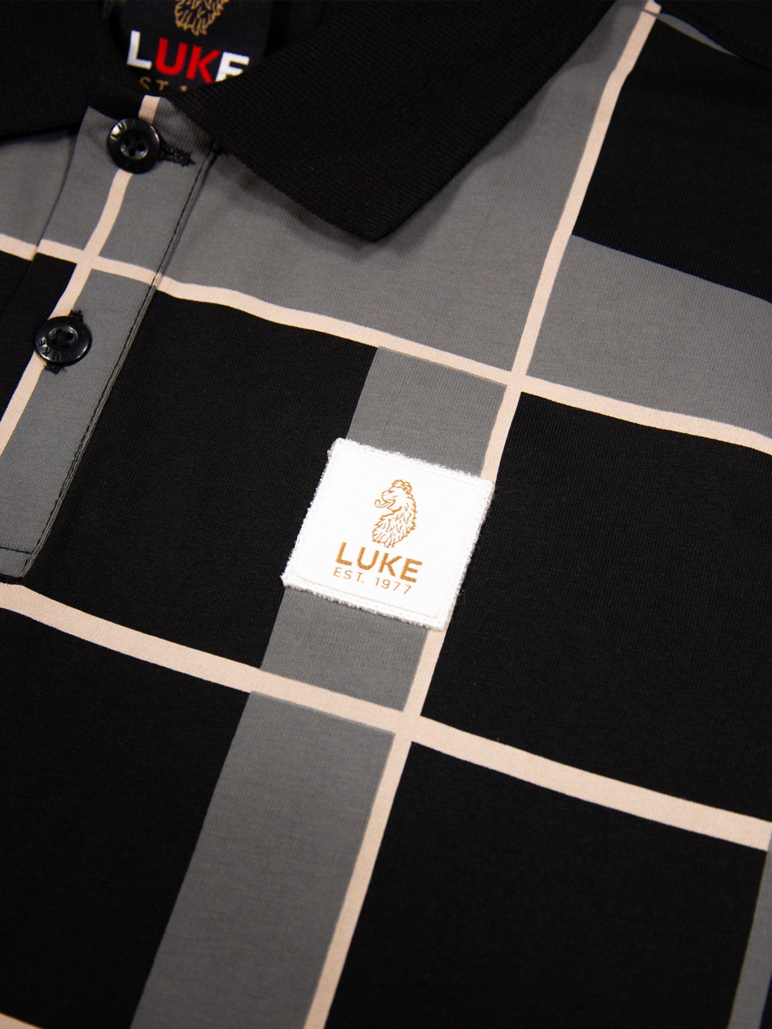 Luke 1977 M741452 Hadrians Polo T-shirt Black & Ecru