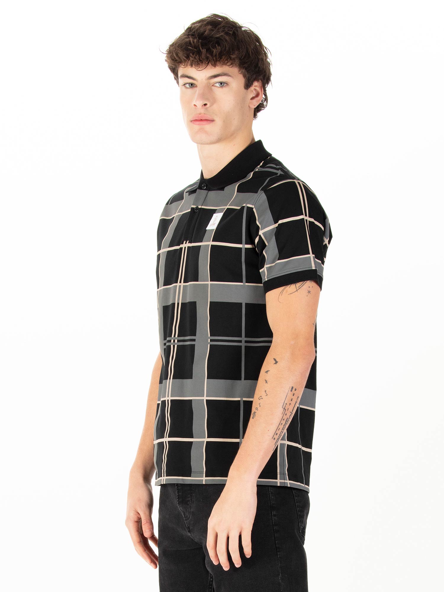 Luke 1977 M741452 Hadrians Polo T-shirt Black & Ecru