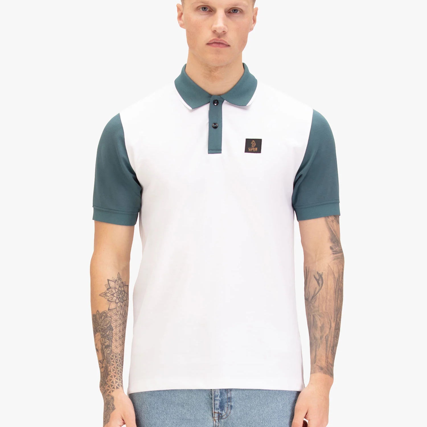 Luke 1977 Saddleworth Polo Shirt - White Teal
