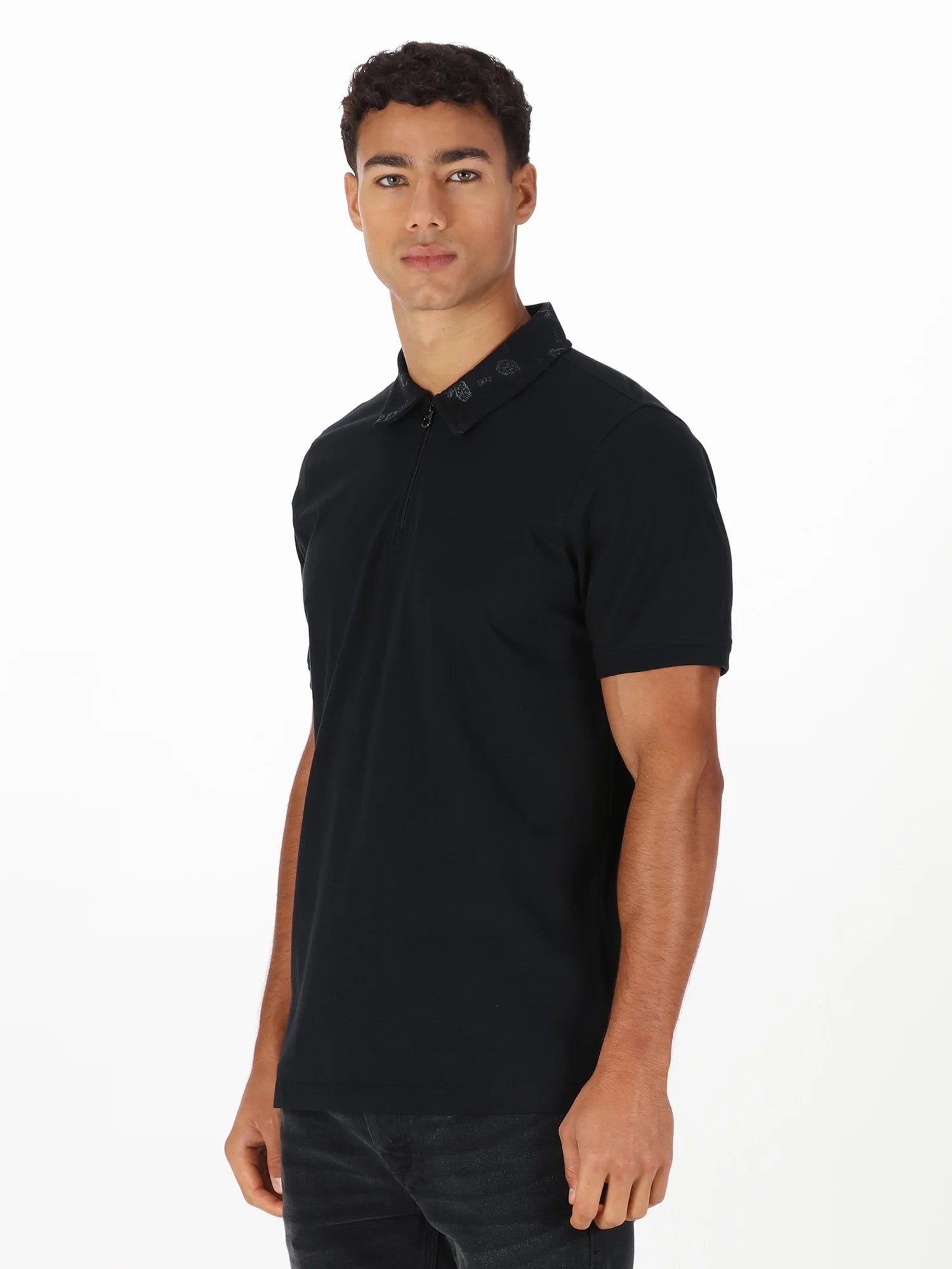 Luke 1977 M751450 Henderson Zip Polo Shirt - Black/Black