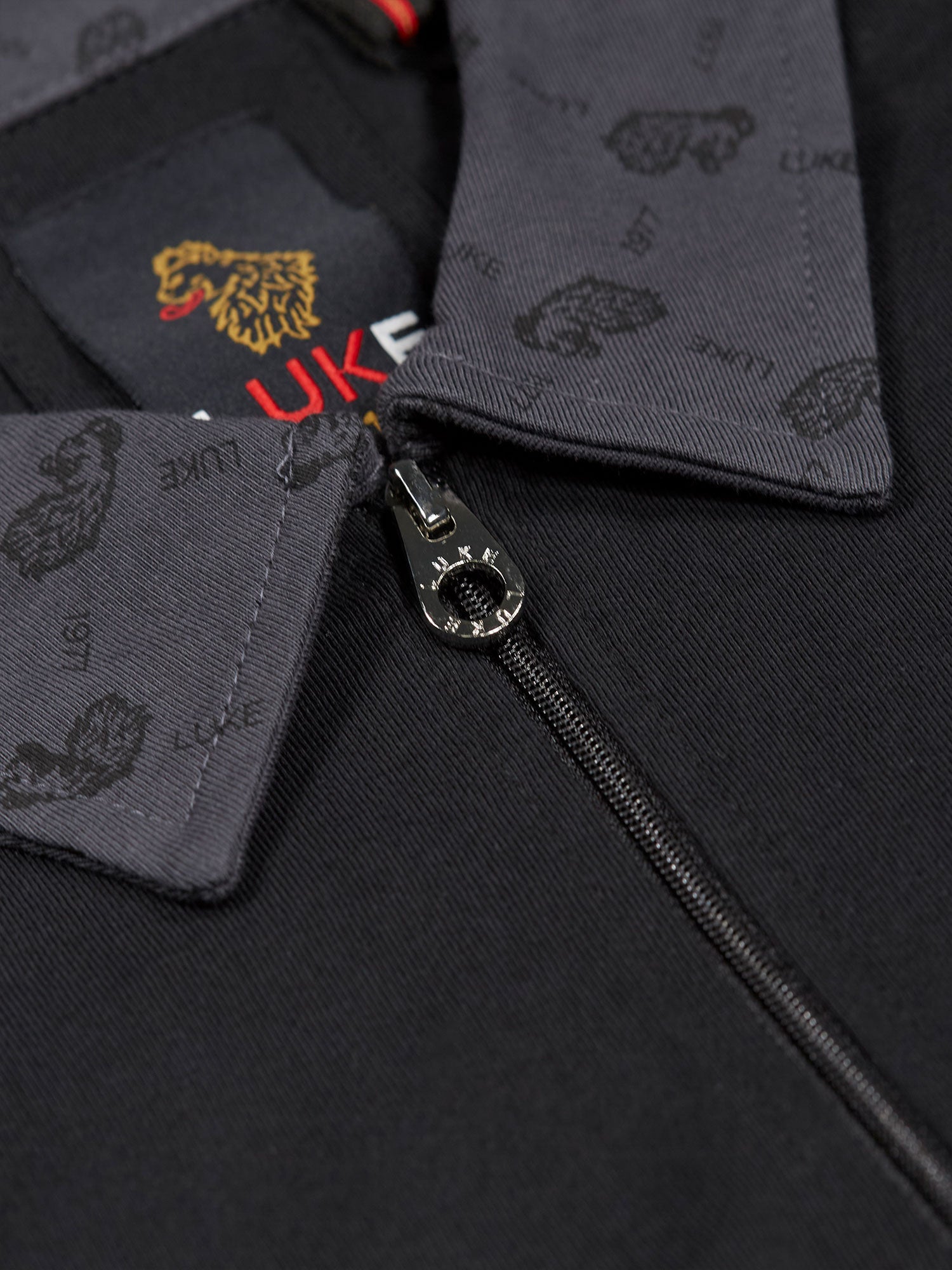 Luke 1977 M751450 Henderson Zip Polo Shirt Black Charcoal
