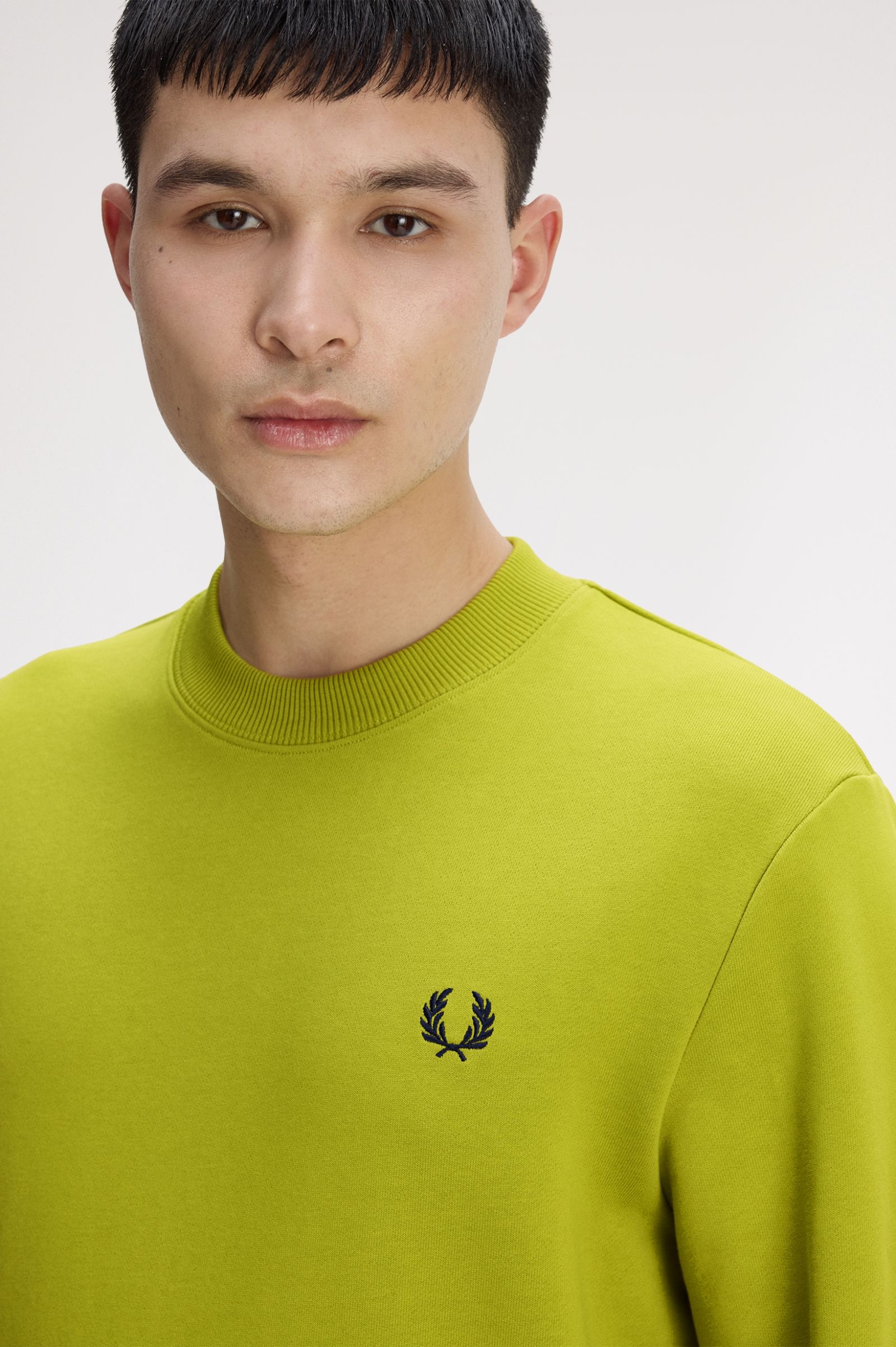 Fred Perry M7535 Crewneck Sweatshirt - 57A Tennis Ball Yellow/French Navy
