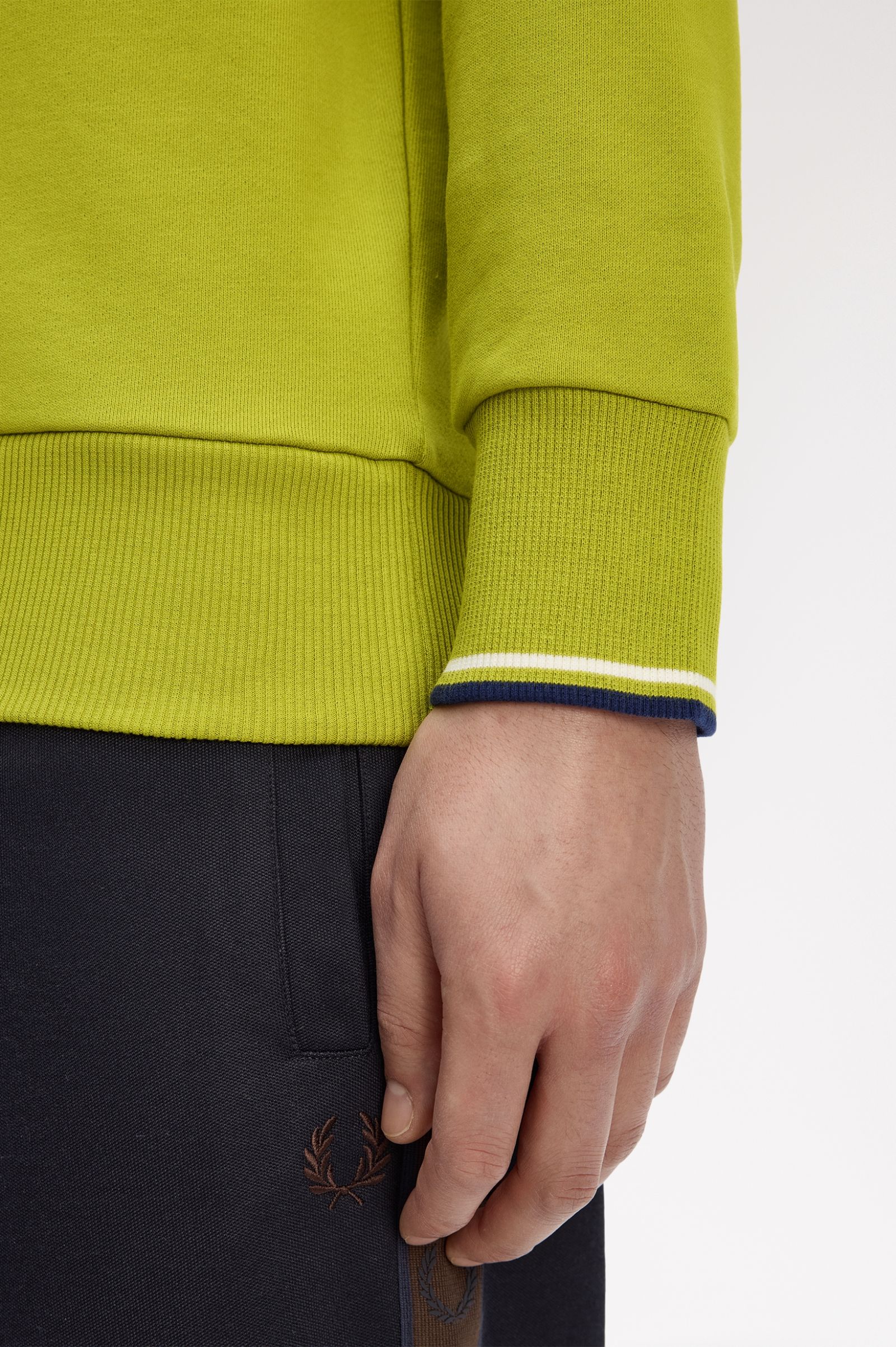 Fred Perry M7535 Crewneck Sweatshirt - 57A Tennis Ball Yellow/French Navy