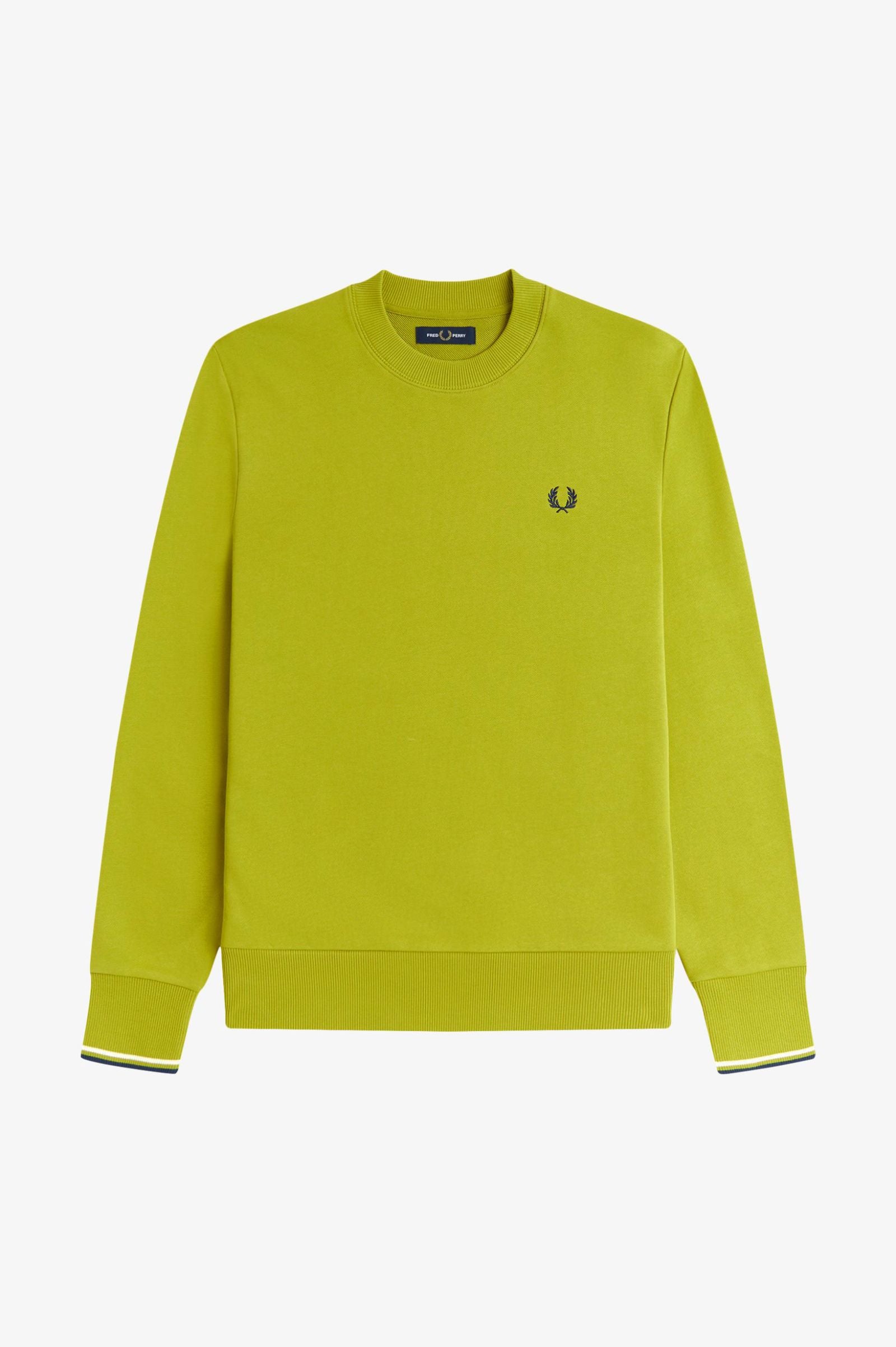 Fred Perry M7535 Crewneck Sweatshirt - 57A Tennis Ball Yellow/French Navy