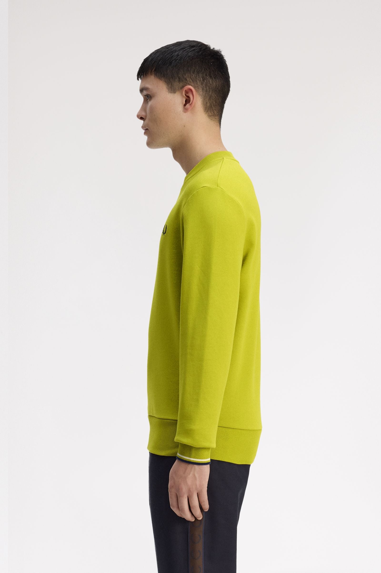 Fred Perry M7535 Crewneck Sweatshirt - 57A Tennis Ball Yellow/French Navy