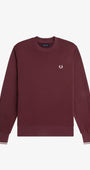 Fred Perry M7535 Crew Neck Sweatshirt 64A - Oxblood/Ecru