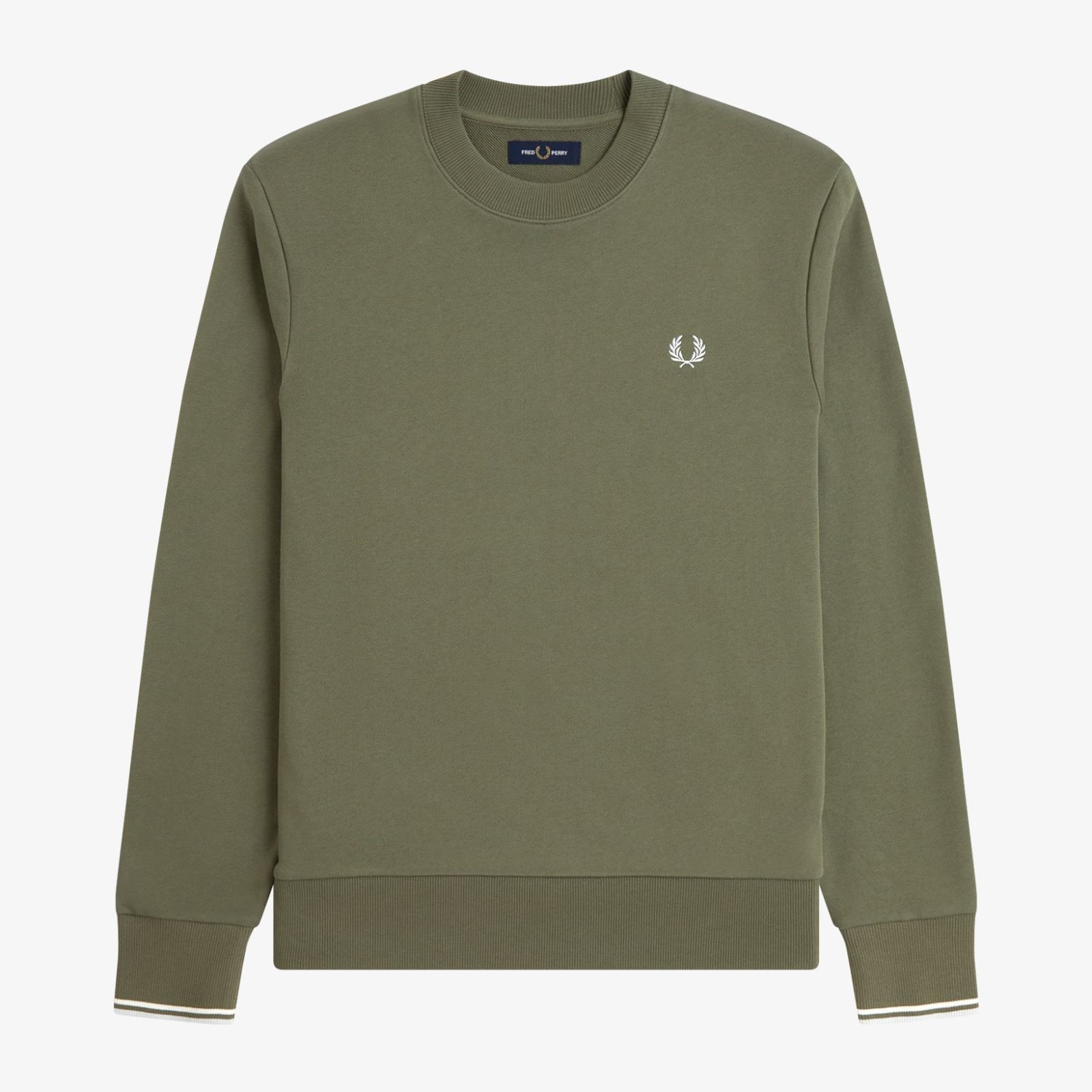 Fred Perry M7535 Crewneck Sweatshirt 87B - Lawn Green/Ecru/Sky Blue