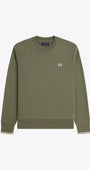 Fred Perry M7535 Crewneck Sweatshirt 87B - Lawn Green/Ecru/Sky Blue