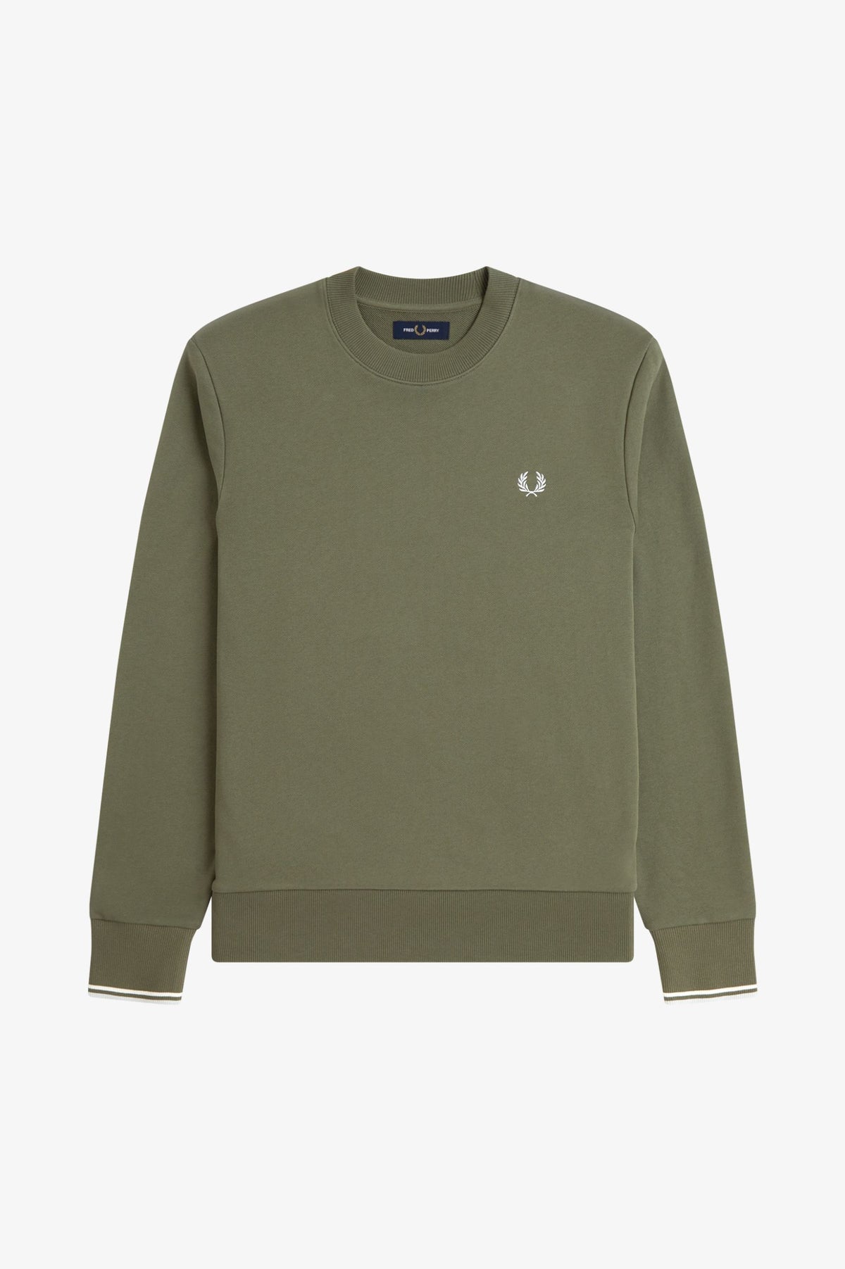 Fred Perry M7535 Crewneck Sweatshirt 87B - Lawn Green/Ecru/Sky Blue