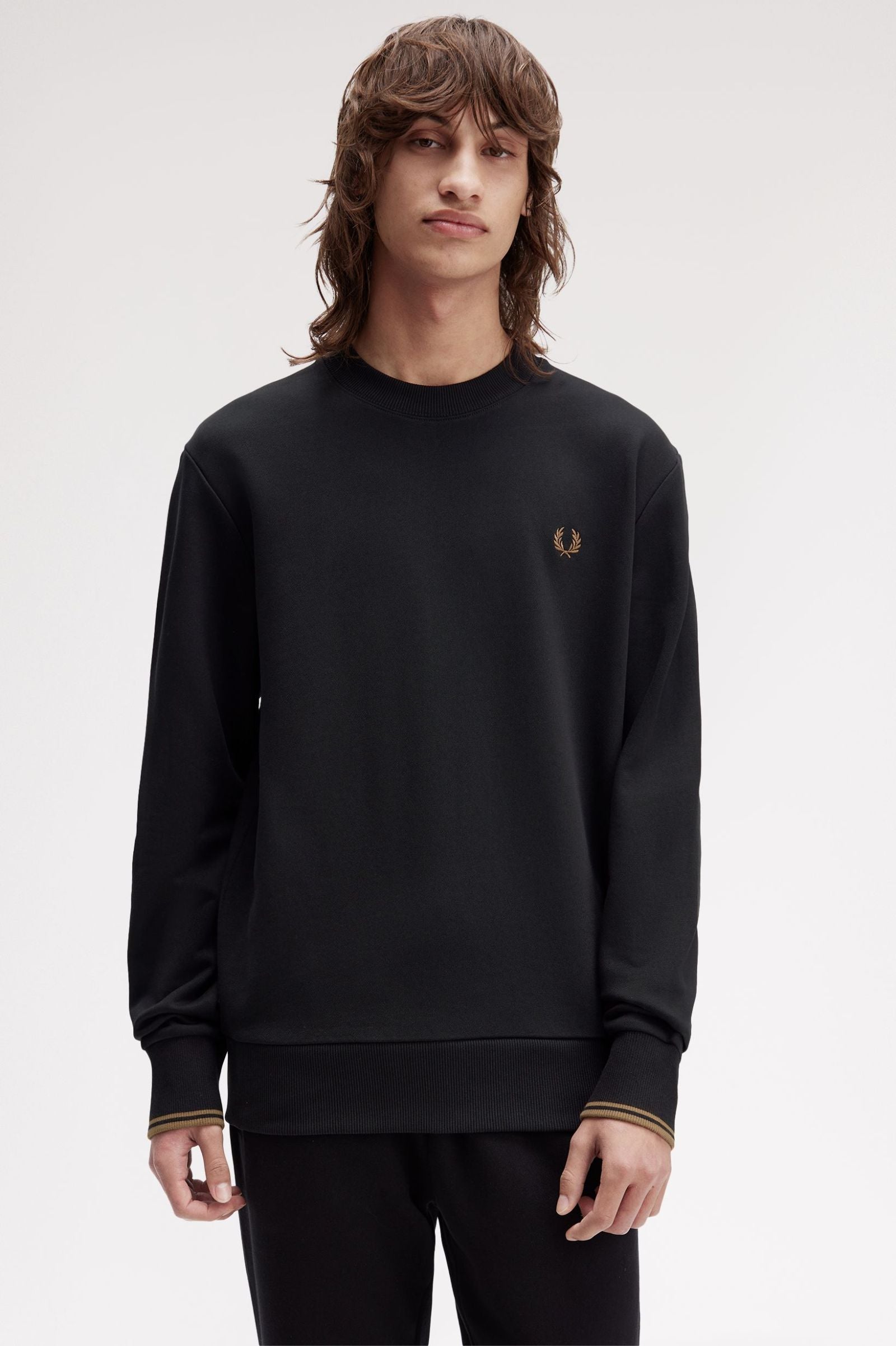 Fred Perry M7535 Crewneck Sweatshirt - S77 Black/Shaded Stone