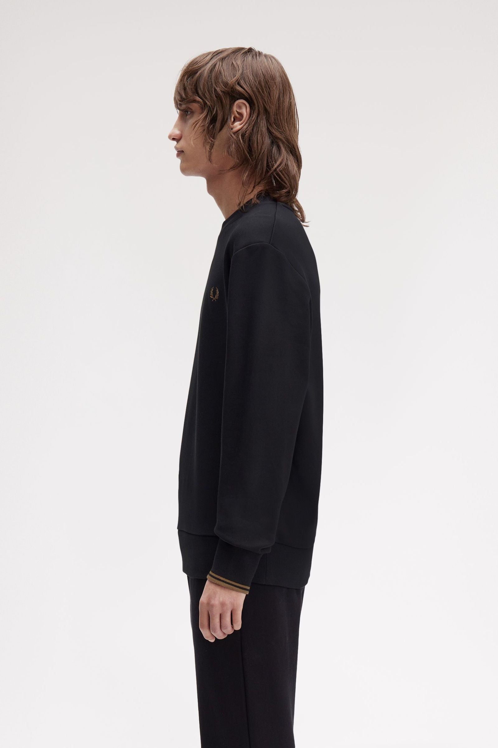 Fred Perry M7535 Crewneck Sweatshirt - S77 Black/Shaded Stone