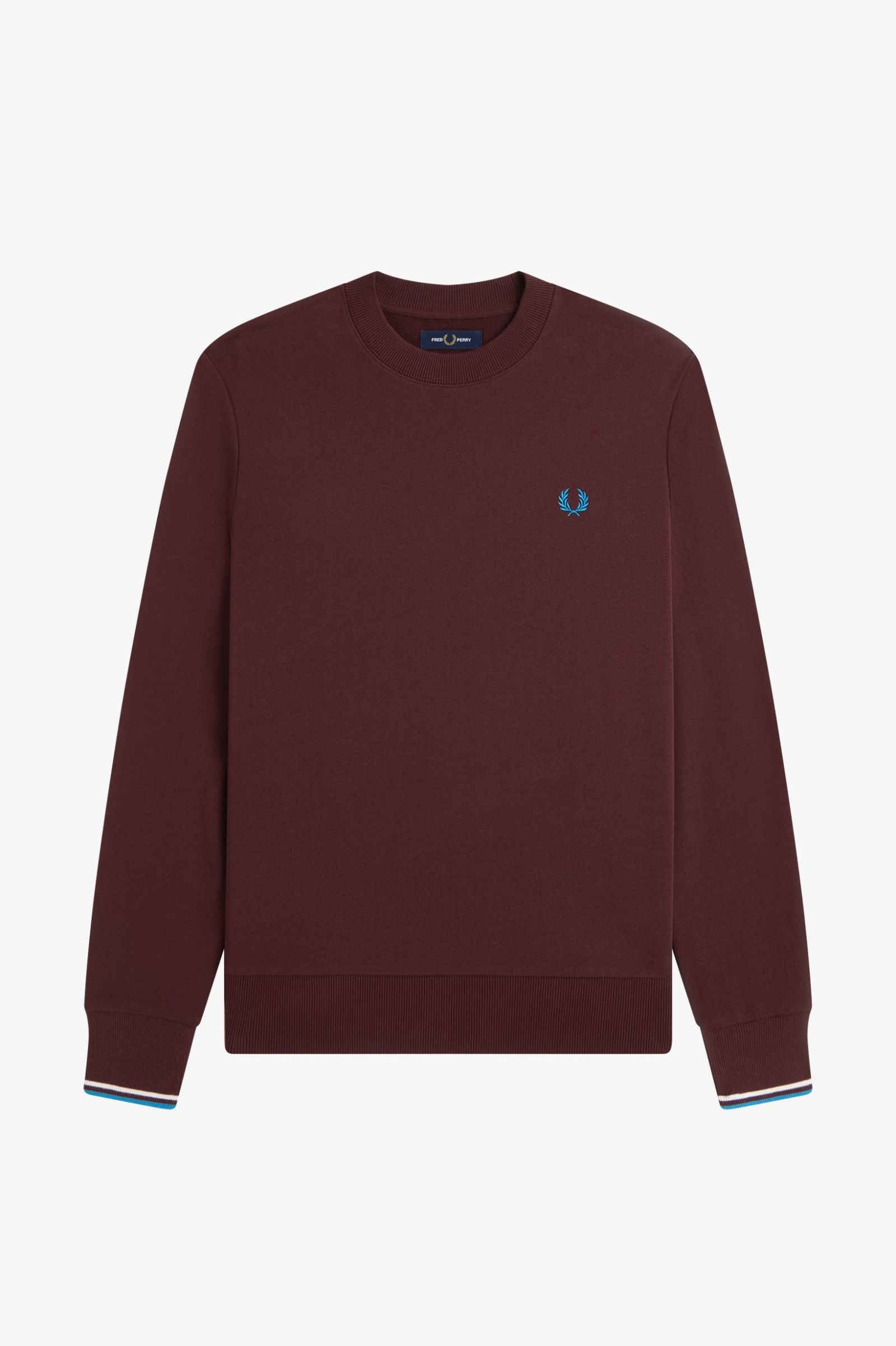 Fred Perry M7535 Crew Neck Sweatshirt - Z63 Oxblood/Ecru