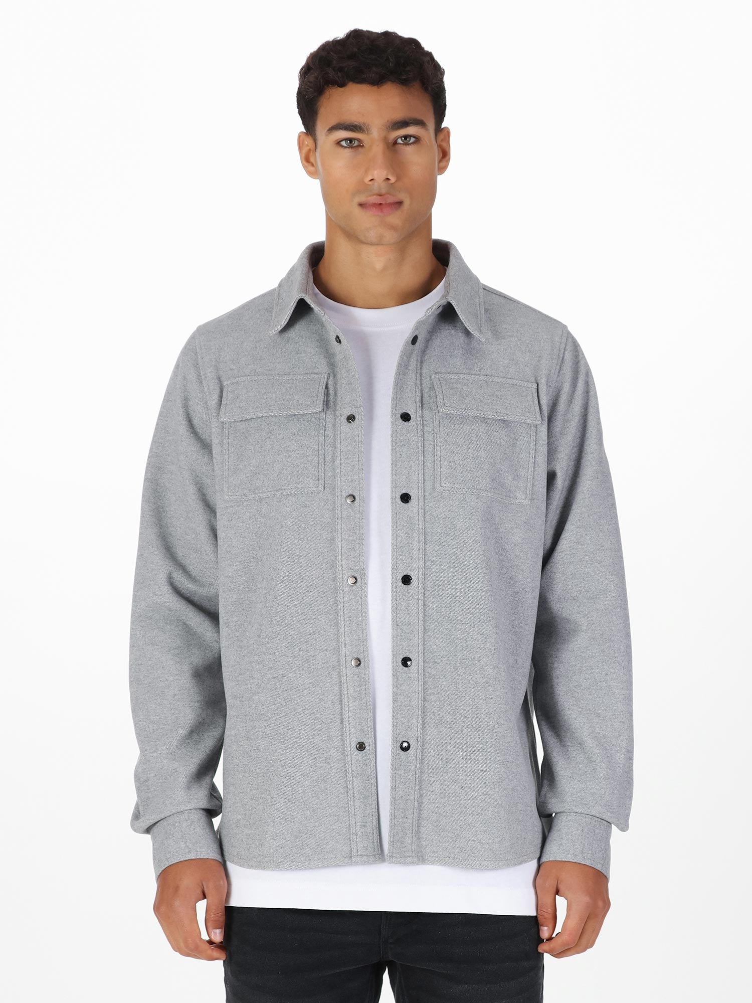 Luke 1977 M780950 Ettrick Overshirt Mid Marl Grey