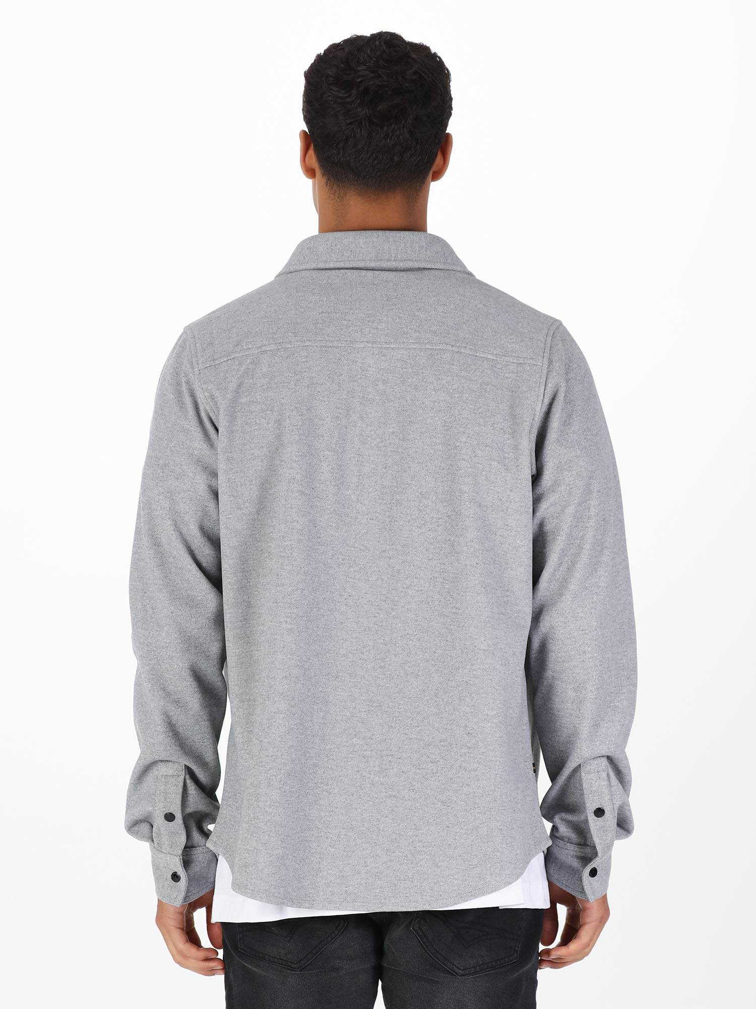 Luke 1977 M780950 Ettrick Overshirt Mid Marl Grey