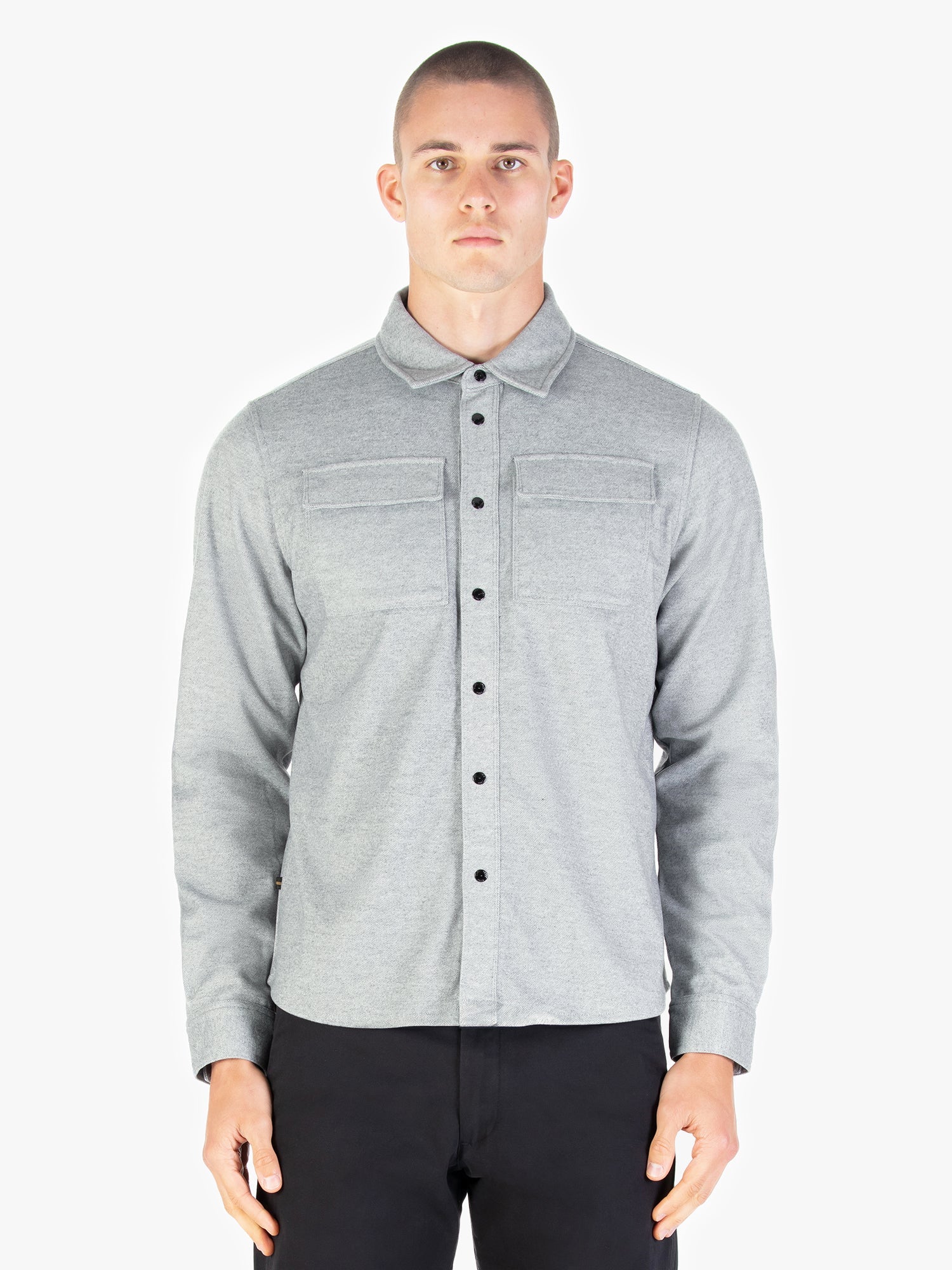 Luke 1977 Ettrick Overshirt Mid Marl Grey