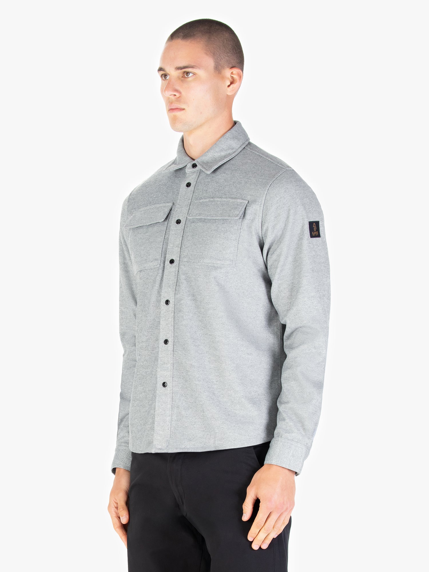 Luke 1977 Ettrick Overshirt Mid Marl Grey