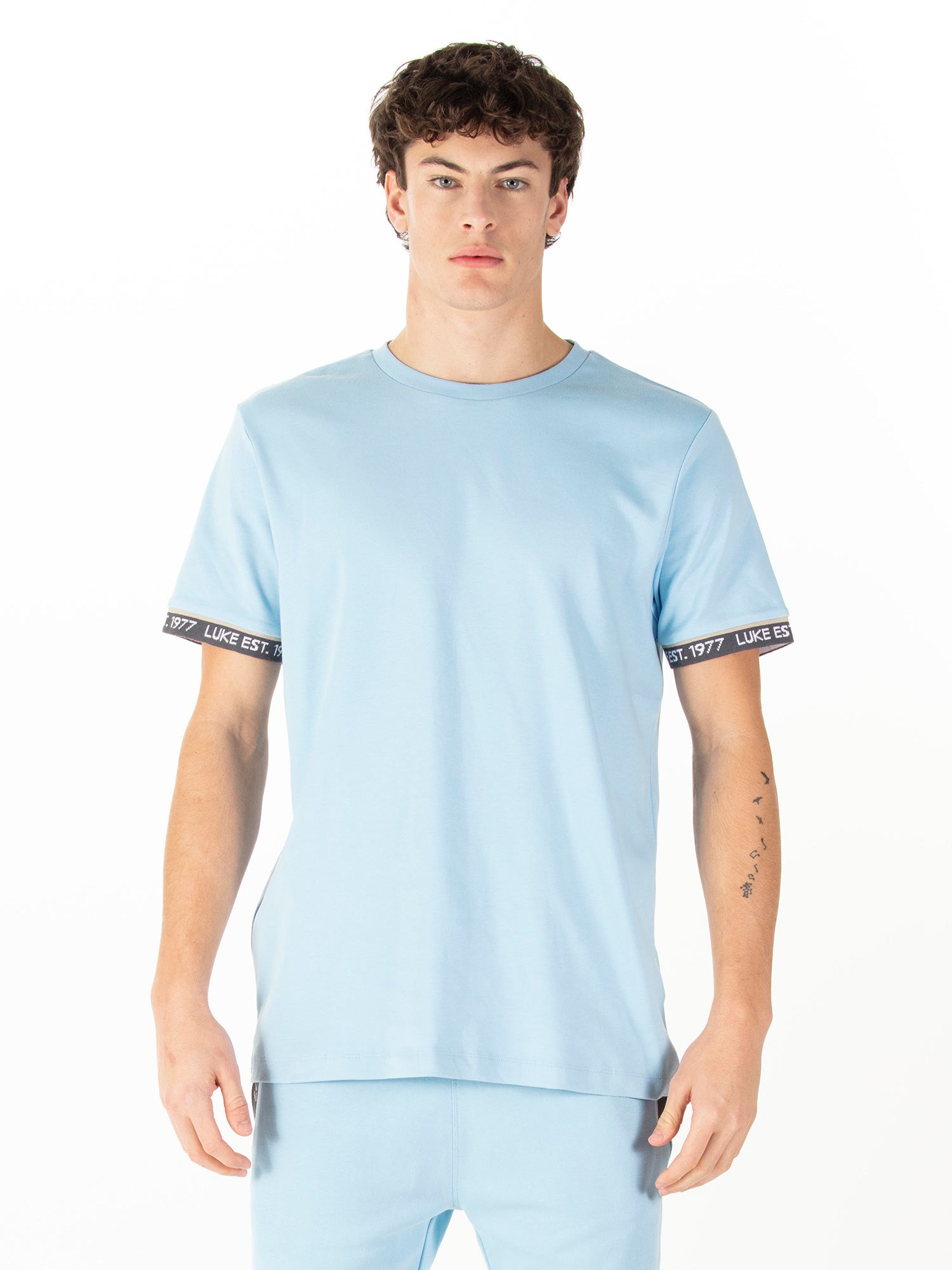 Luke 1977 M800153 Nelson Text Cuff Shirt Sky Blue