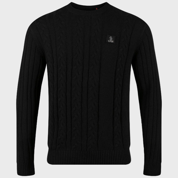 Luke 1977 M810650 Mitchem Cable Knit Jumper Black