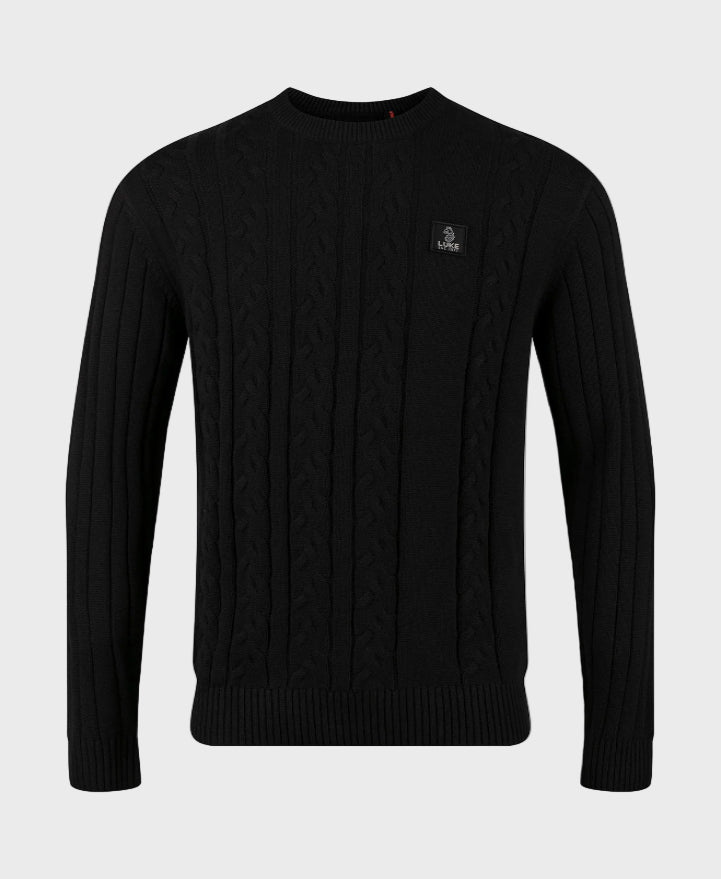 Luke 1977 M810650 Mitchem Cable Knit Jumper Black