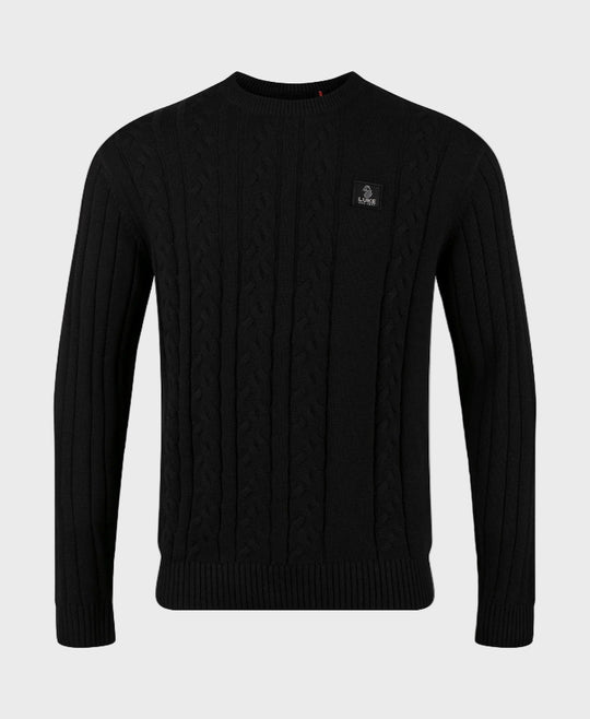 Luke 1977 M810650 Mitchem Cable Knit Jumper Black