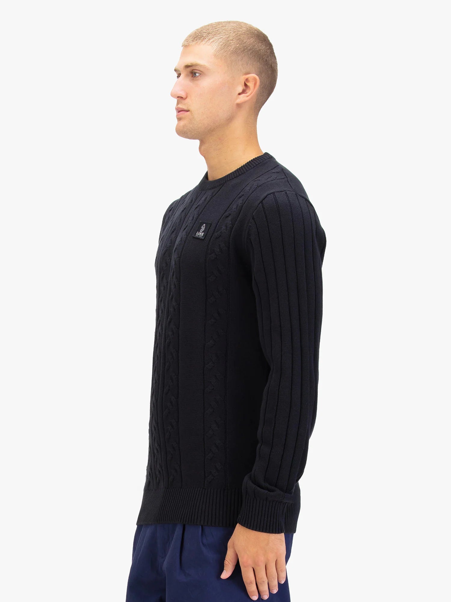 Luke 1977 M810650 Mitchem Cable Knit Jumper Black