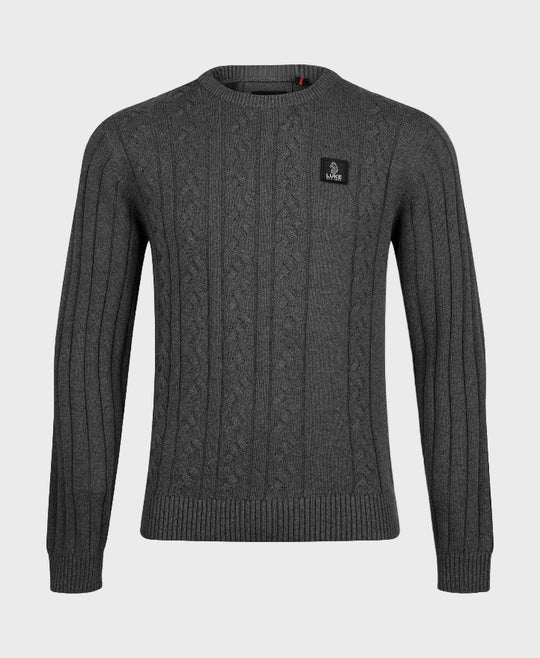 Luke 1977 M810650 Mitchem Cable Knit Jumper Charcoal