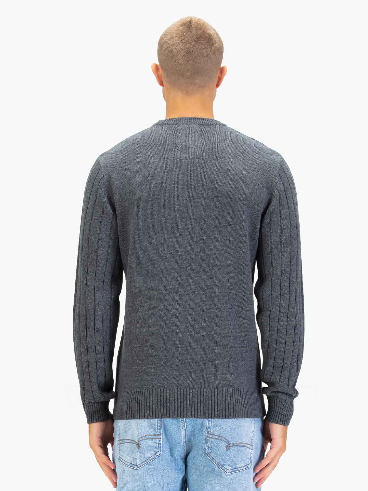Luke 1977 M810650 Mitchem Cable Knit Jumper Charcoal