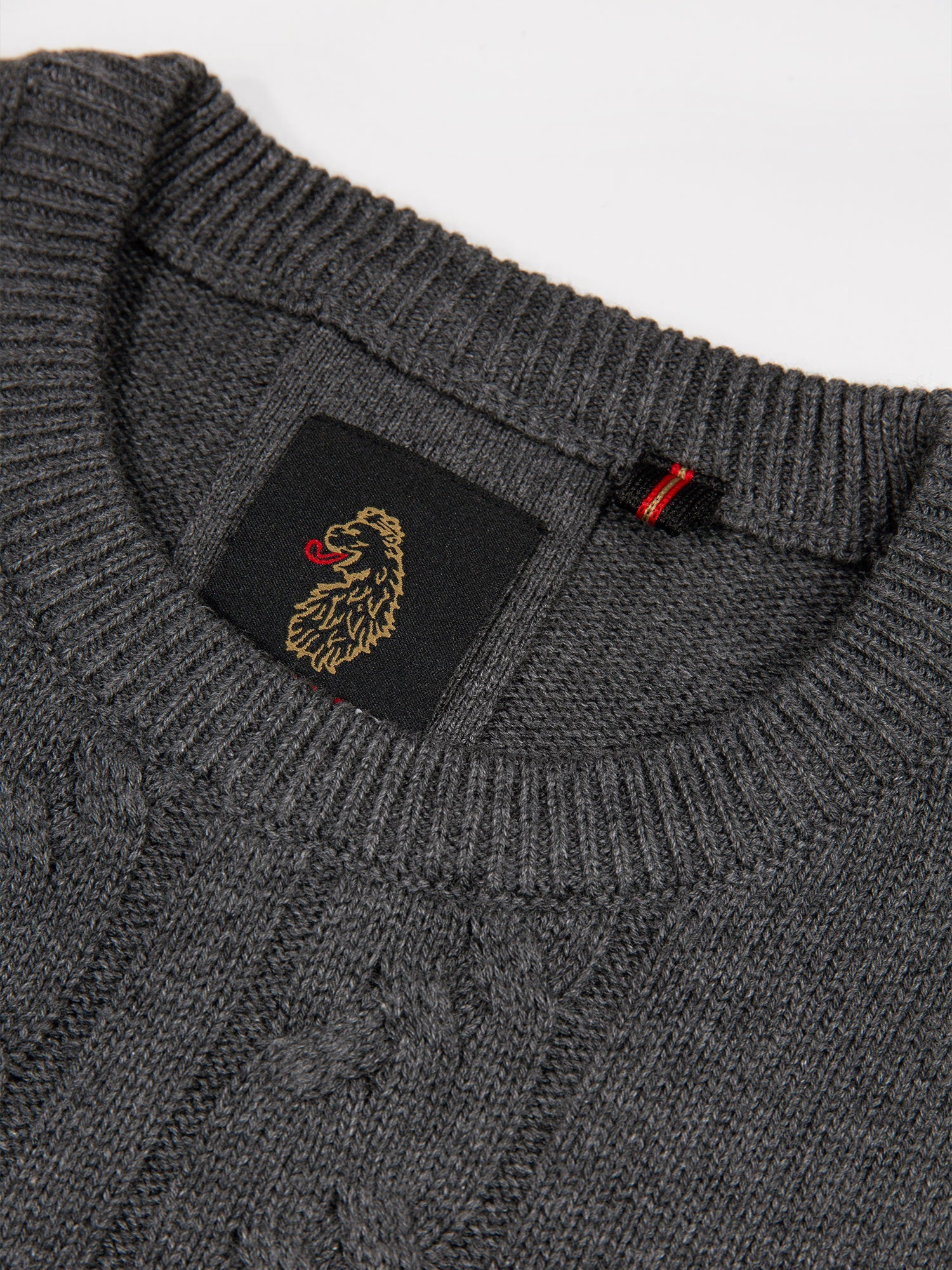 Luke 1977 M810650 Mitchem Cable Knit Jumper Charcoal