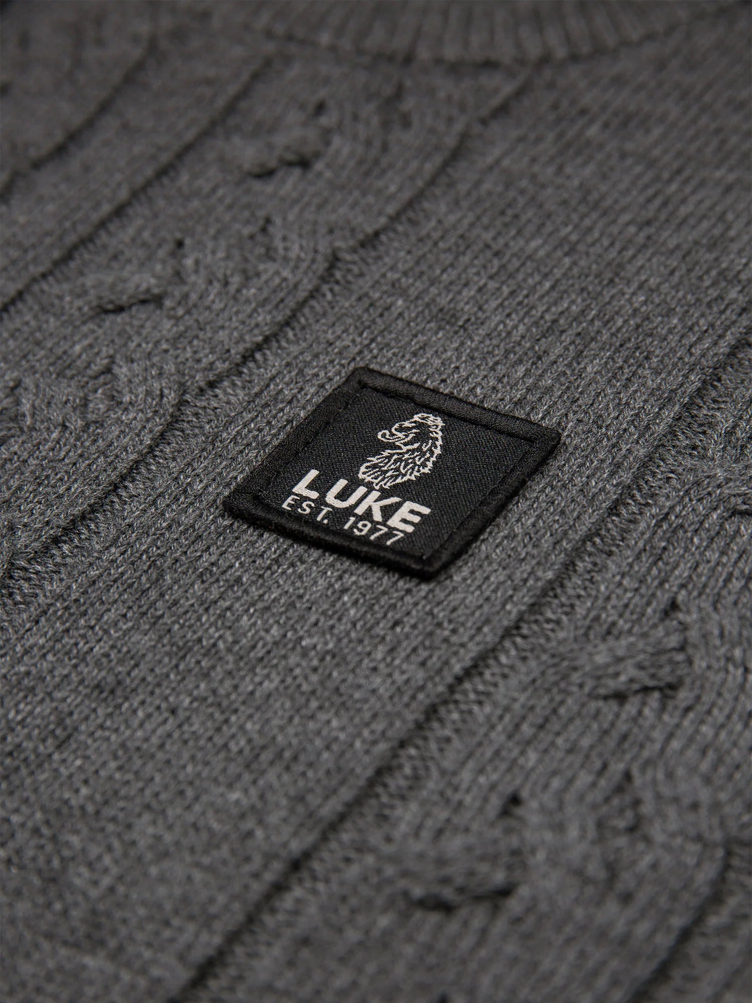 Luke 1977 M810650 Mitchem Cable Knit Jumper Charcoal