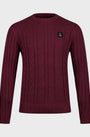 Luke 1977 M810650 Mitchem Cable Knit Jumper Mauve Wine