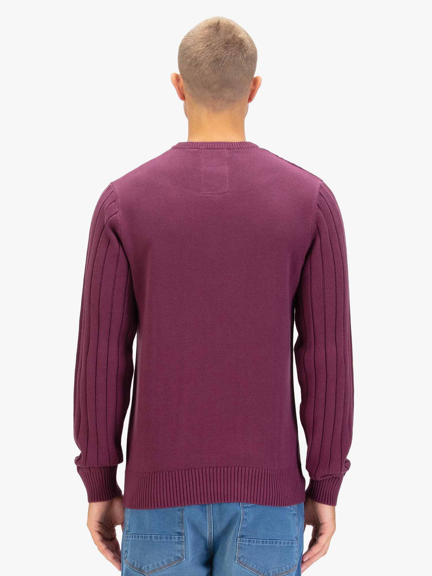 Luke 1977 M810650 Mitchem Cable Knit Jumper Mauve Wine