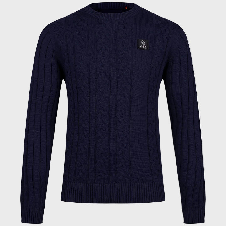 Luke 1977 M810650 Mitchem Cable Knit Jumper Navy