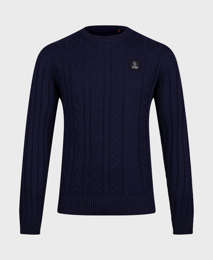 Luke 1977 M810650 Mitchem Cable Knit Jumper Navy