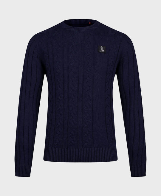 Luke 1977 M810650 Mitchem Cable Knit Jumper Navy