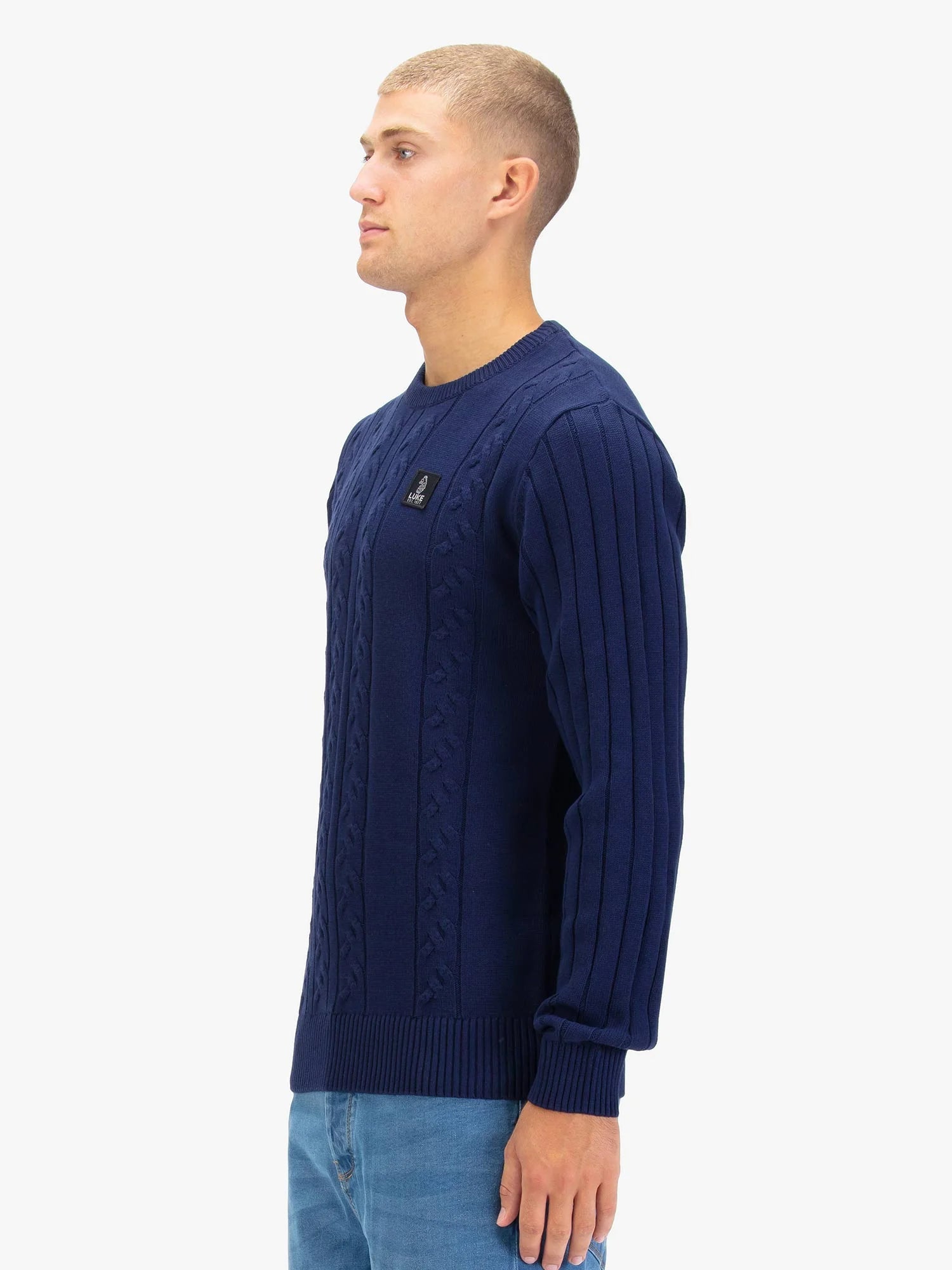 Luke 1977 M810650 Mitchem Cable Knit Jumper Navy