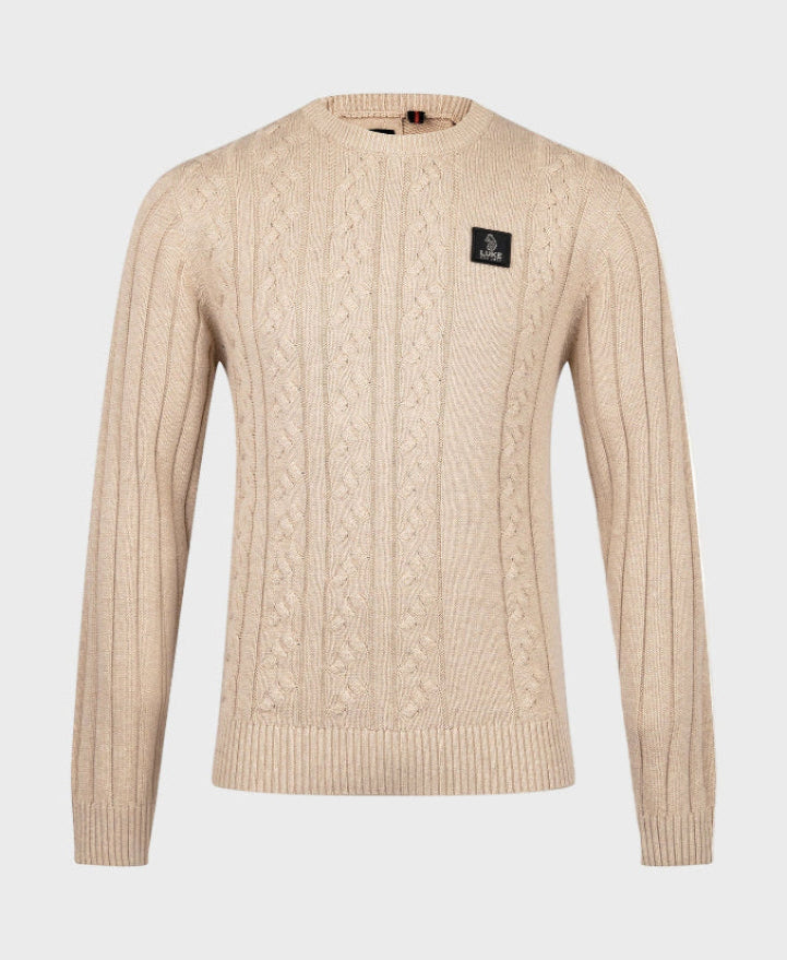 Luke 1977 M810650 Mitchem Cable Knit Jumper Stone
