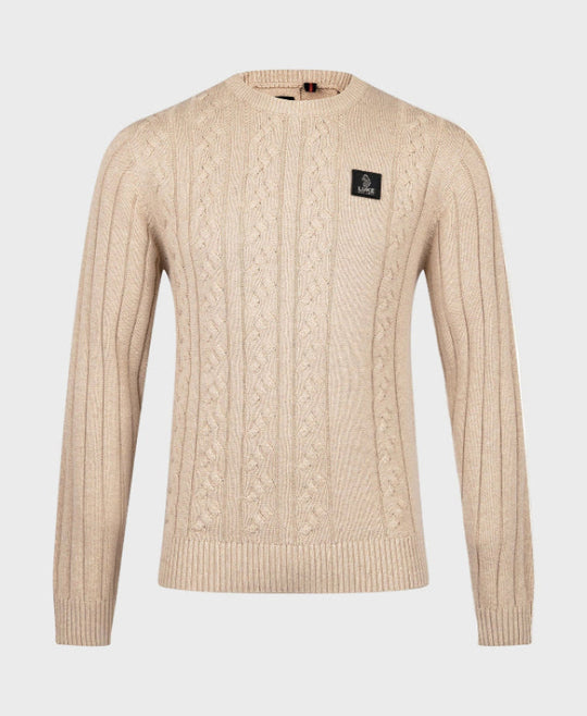 Luke 1977 M810650 Mitchem Cable Knit Jumper Stone
