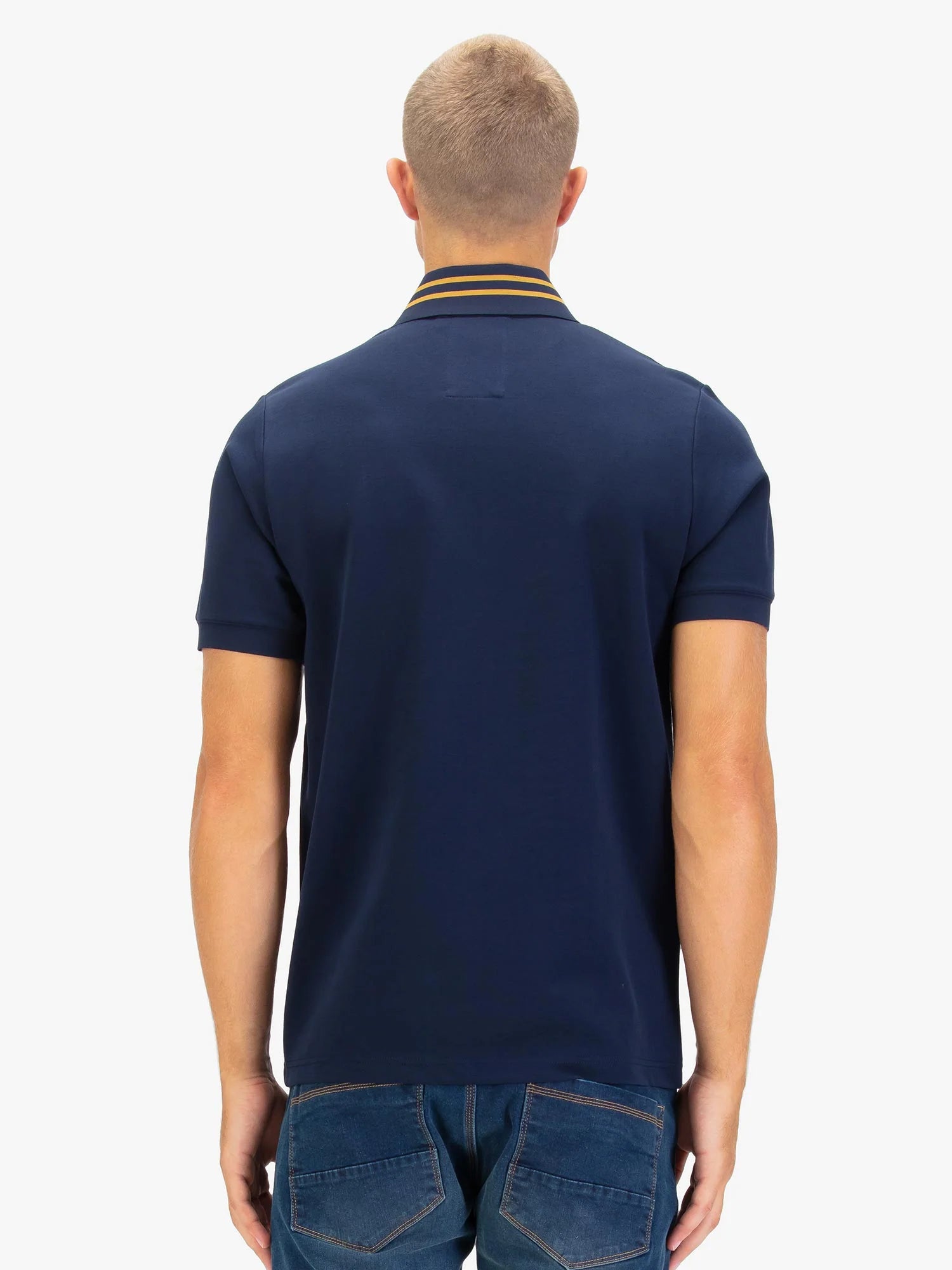 Luke 1977 Throop Zip Neck Polo - Dark Navy/Gold