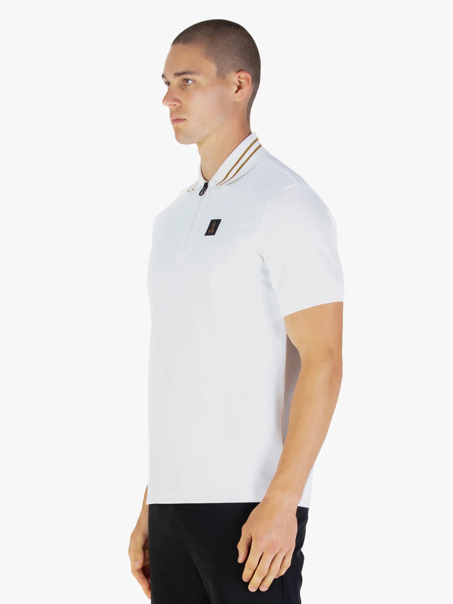 Luke 1977 Throop Zip Neck Polo - White/Gold