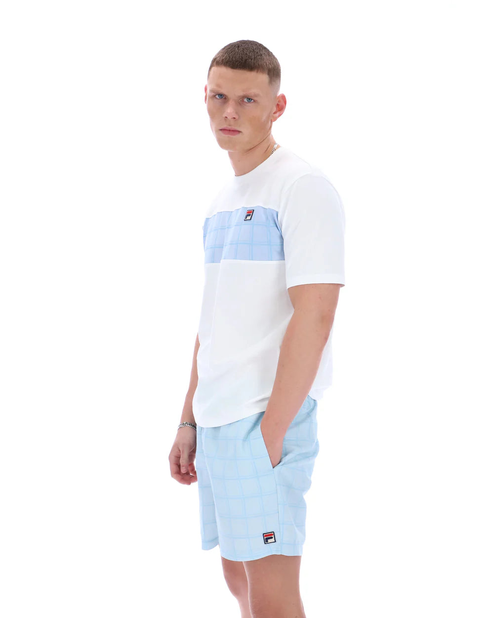 Fila SS26MH043 Mano Cut Sew Panel T-Shirt 100 - White/Skyway