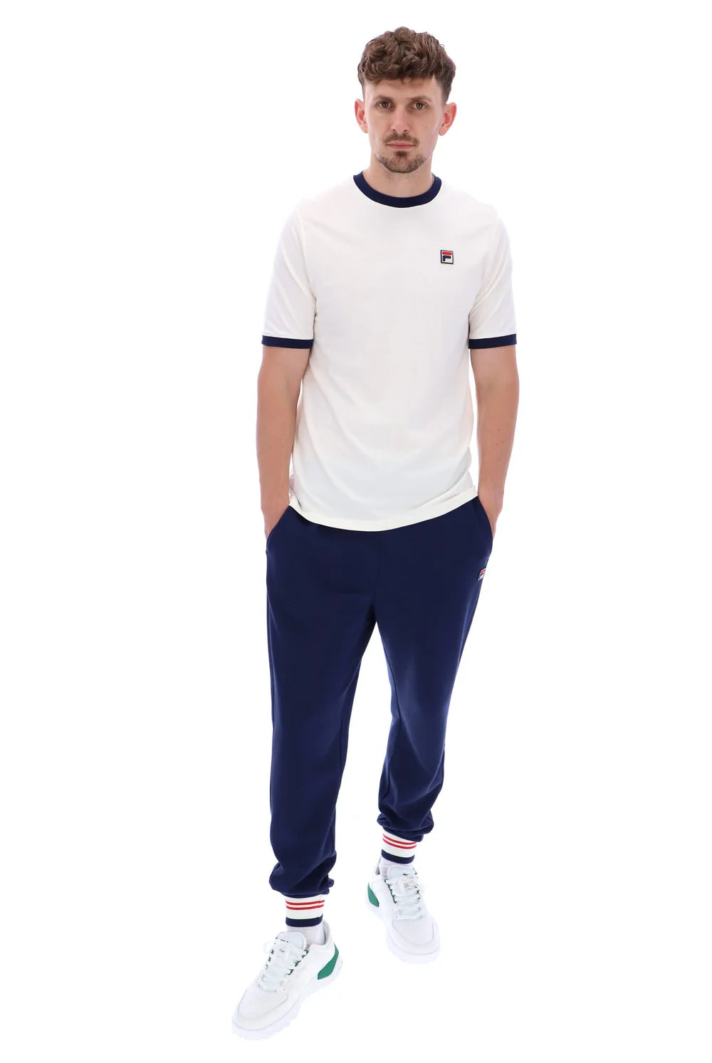 FILA Marconi Ringer T-Shirt - Gardenia/Fila Navy