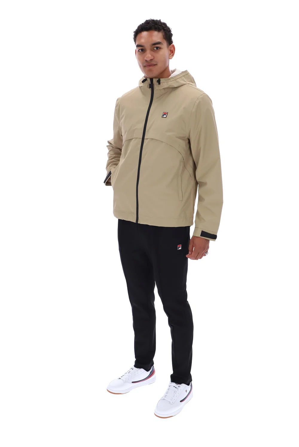 Fila FW26MH019 Marcos Full Zip Jacket W/ Bamboo Badge 223 - Chinchilla/Gardenia